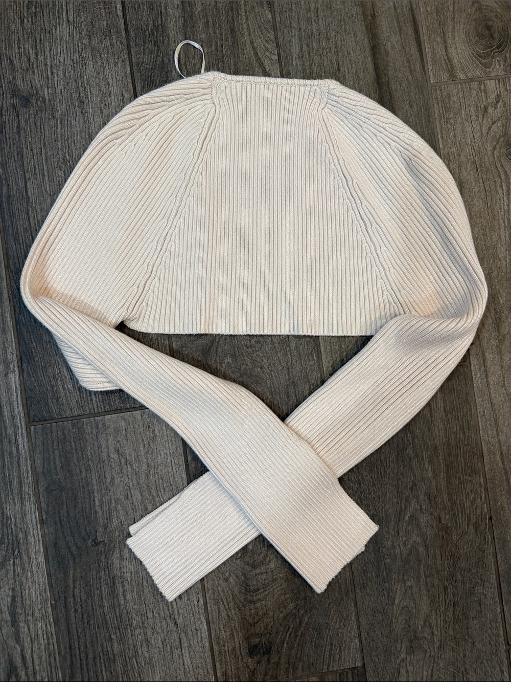 Zara Cream Ribbed Cropped Bolero Shrug - Picture 5 of 5